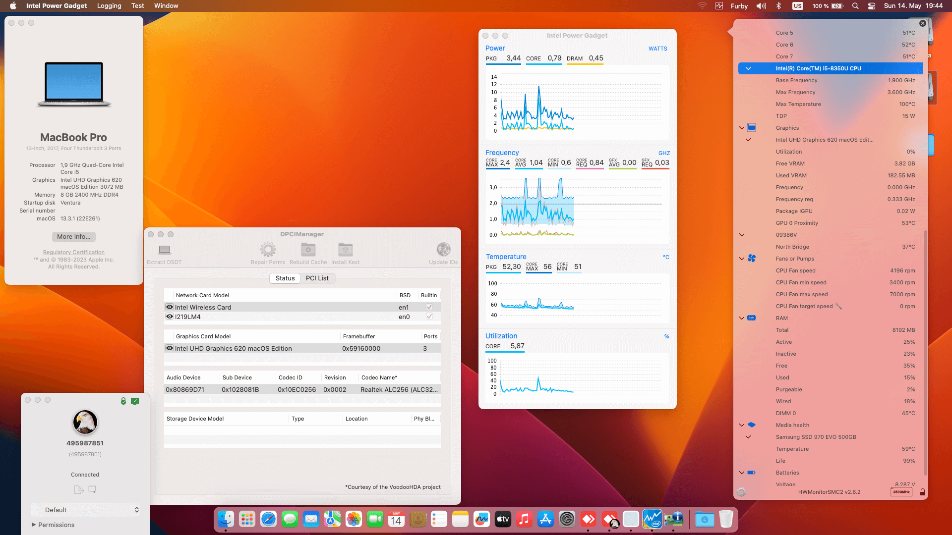 Success Hackintosh macOS Ventura 13.3.1 Build 22E261 in Dell Latitude 7390 2-in-1